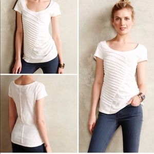 Anthropologie Deletta Ruched Cream Top